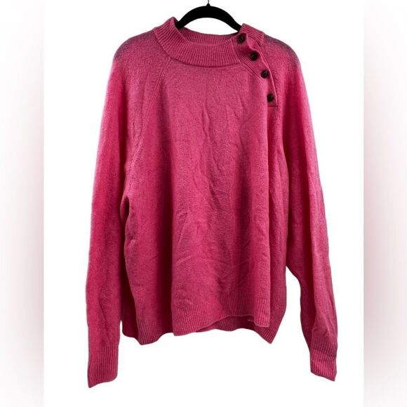 J Crew Button Crewneck Sweater Supersoft Pullover - Picture 1 of 6